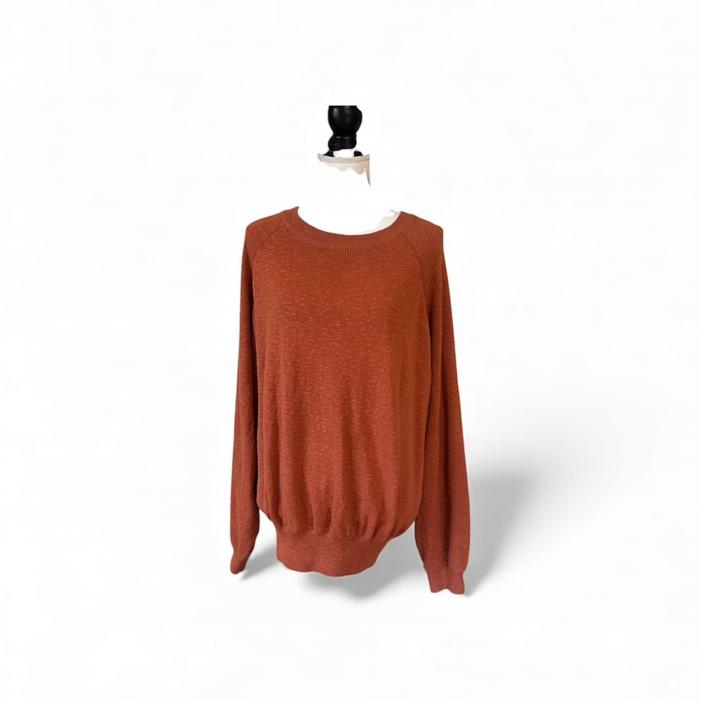 Eddie Bauer Women's Rust Orange Crewneck Sweater Cotton Blend XL Classic Outdoor